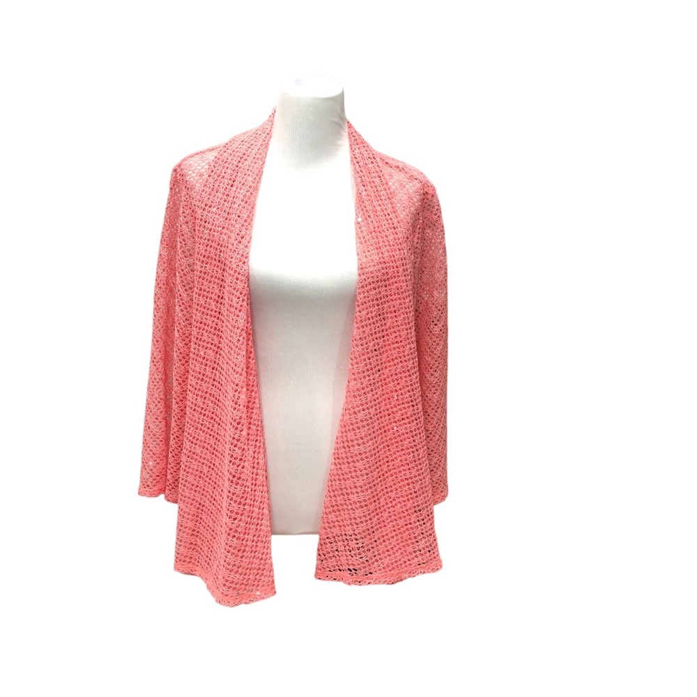 Ruby Rd open weave peach topper